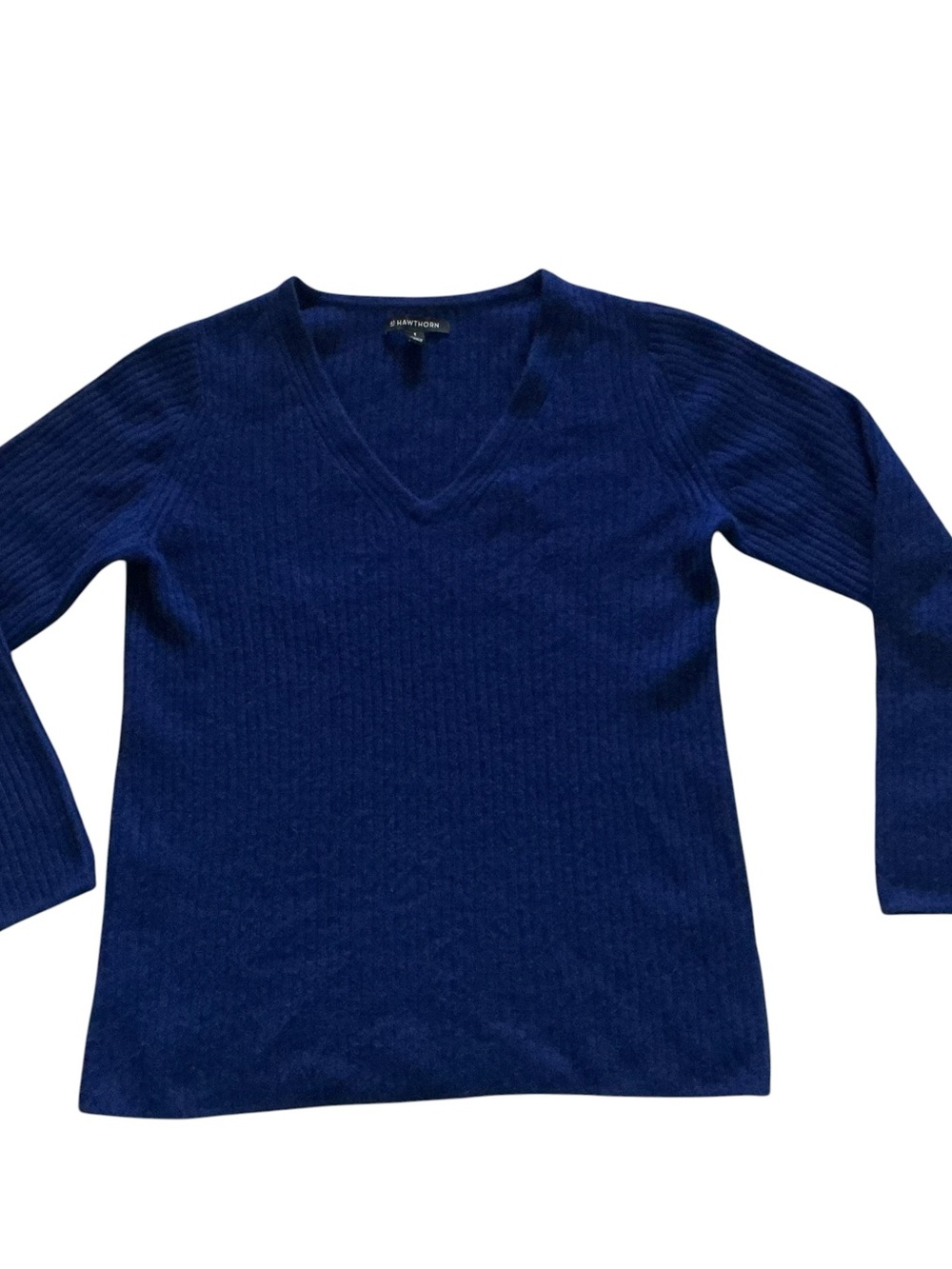 41 hawthorn v-neck blue cashmere sweater ribbed size small e small